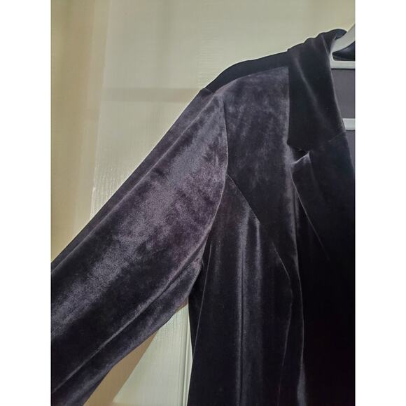 J.Jill Wearever Black Velour Knit Single Button Relaxed Jacket Blazer Sz Medium - Picture 4 of 11